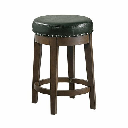 KD GABINETES 24 in. Round Swivel Counter Stool in Olive Green Faux Leather - Set of 2 KD3696207